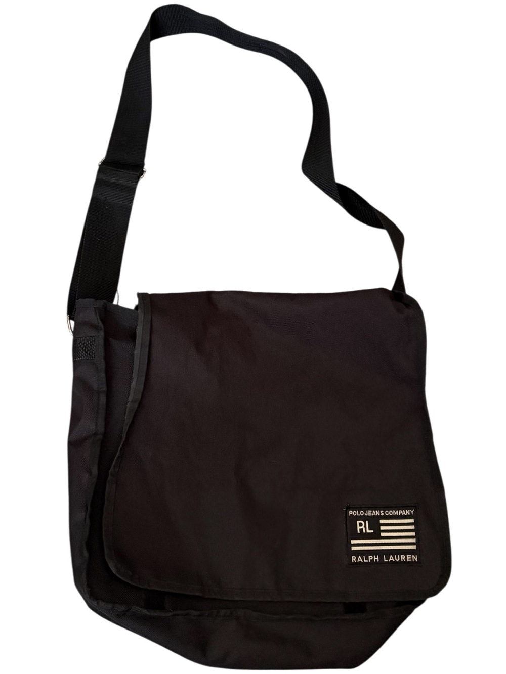 VINTAGE Polo Jeans Co Ralph Lauren Black Messenger Bag Crossbody - Picture 3 of 5
